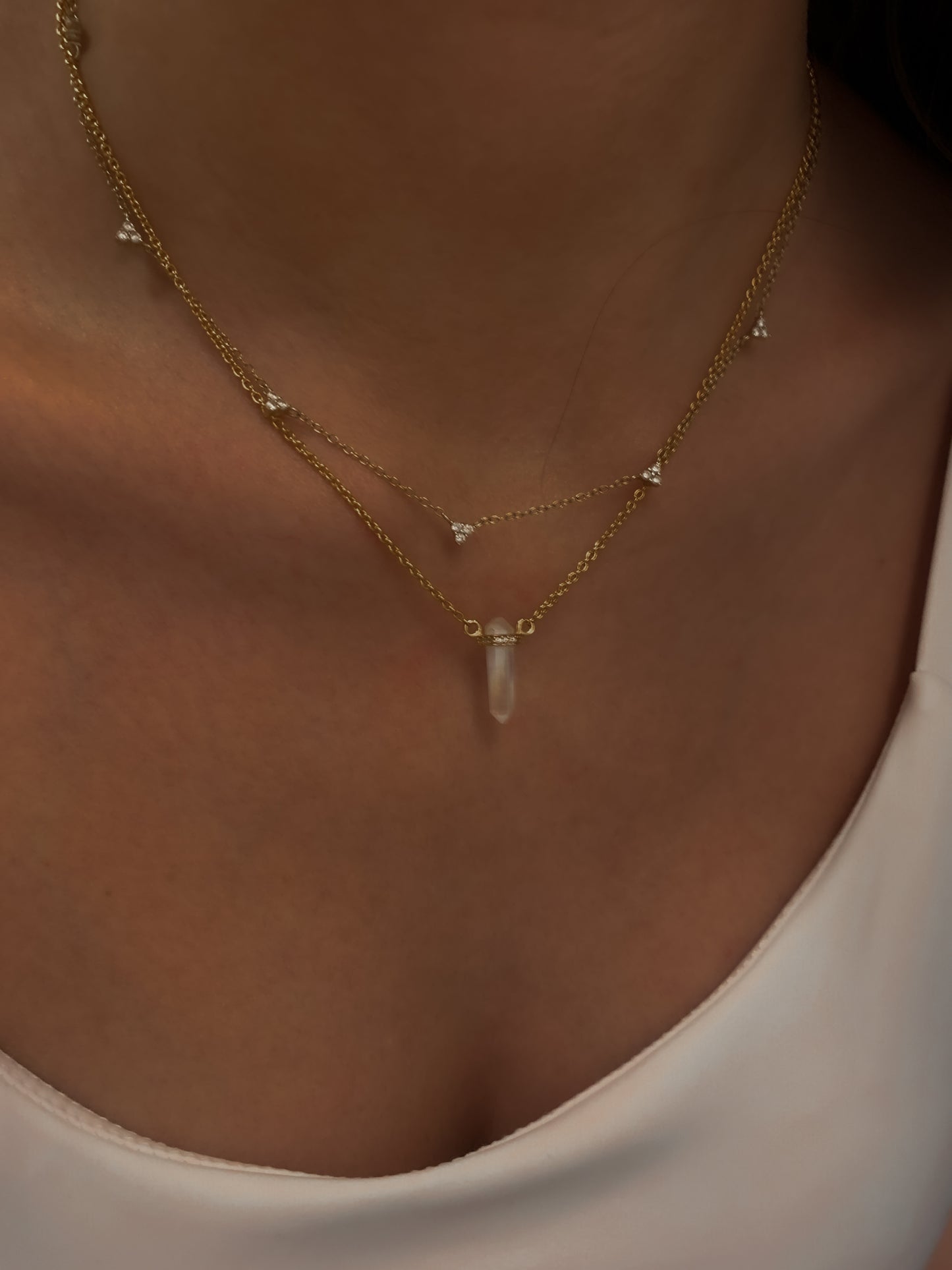 Moonstone crystal necklace