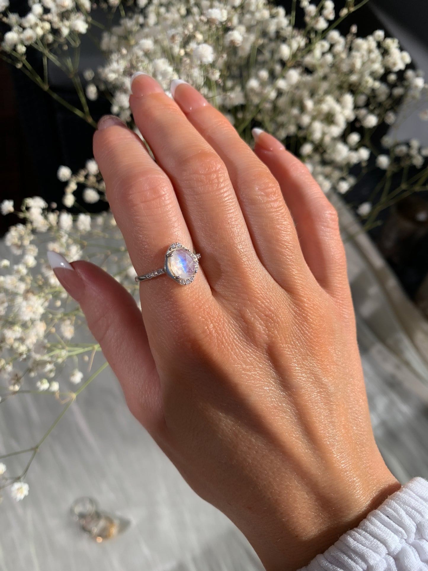 Cosmic moonstone ring silver