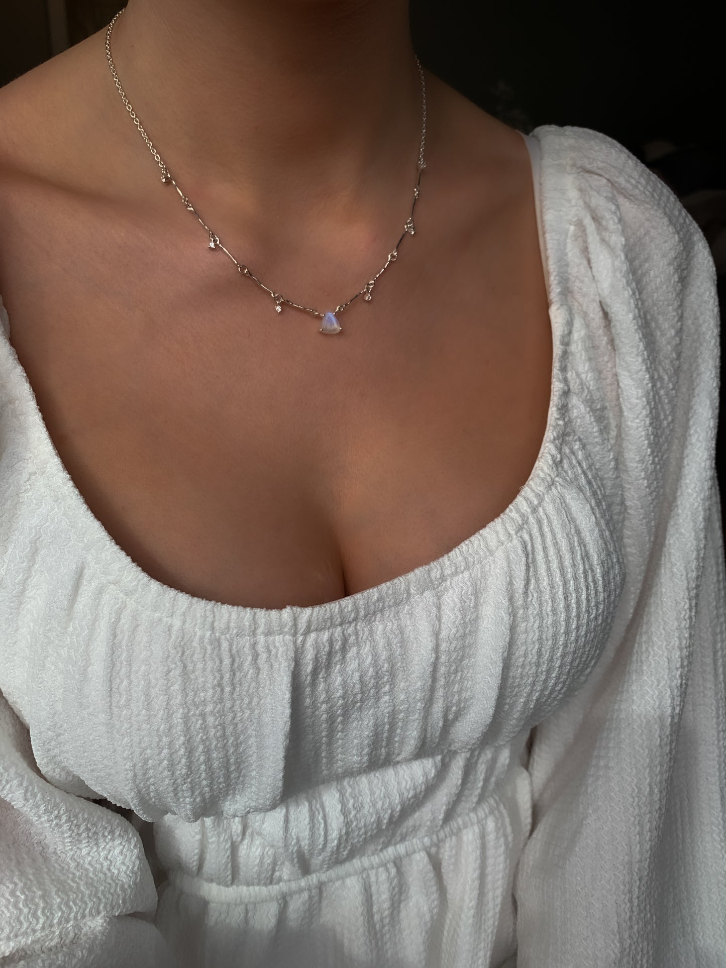 Raw Ethereal moonstone necklace silver