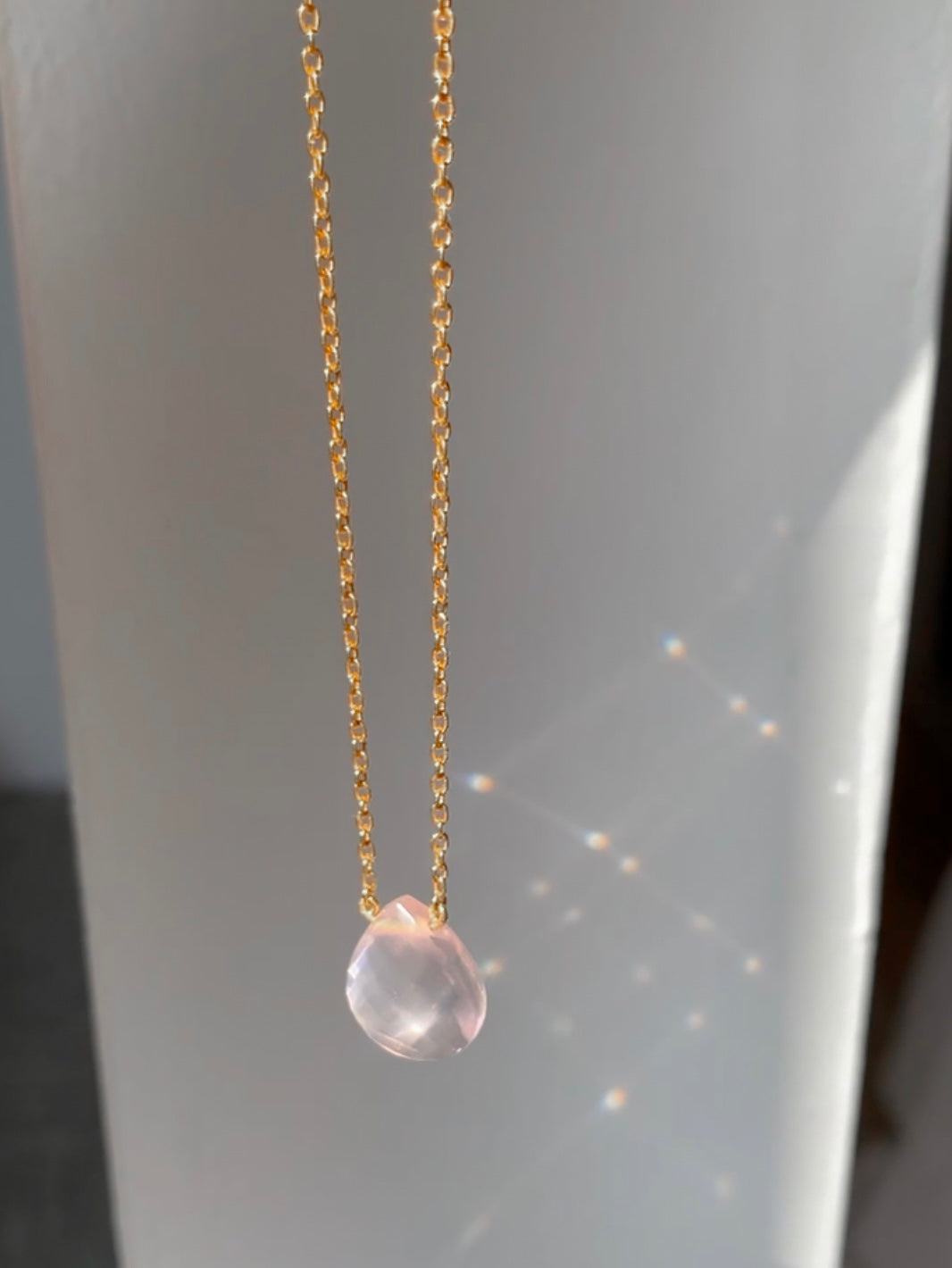 Rose quartz crystal necklace