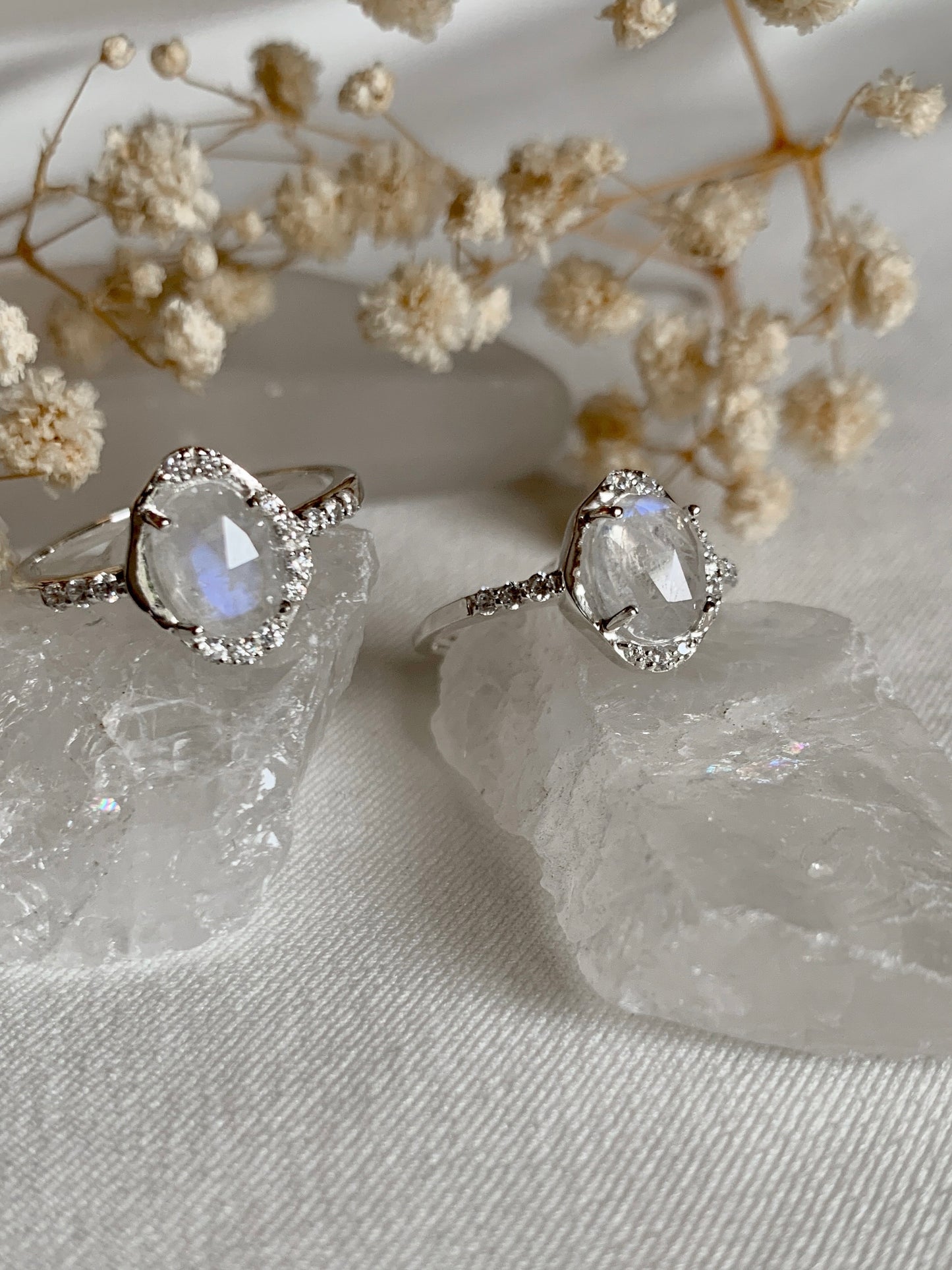 Cosmic moonstone ring silver