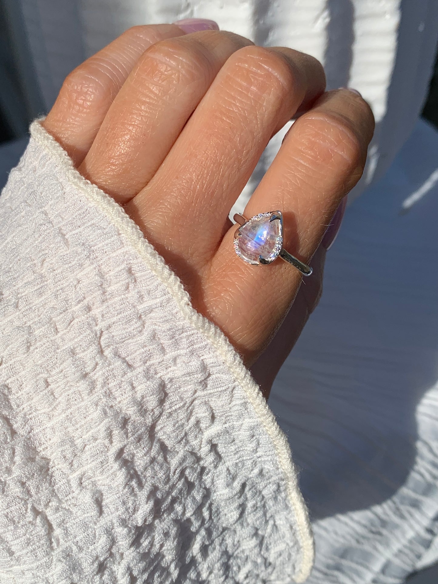 Celestial moonstone ring silver