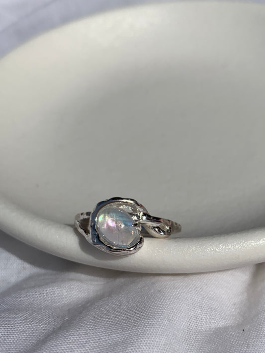 Moonlit tide ring silver