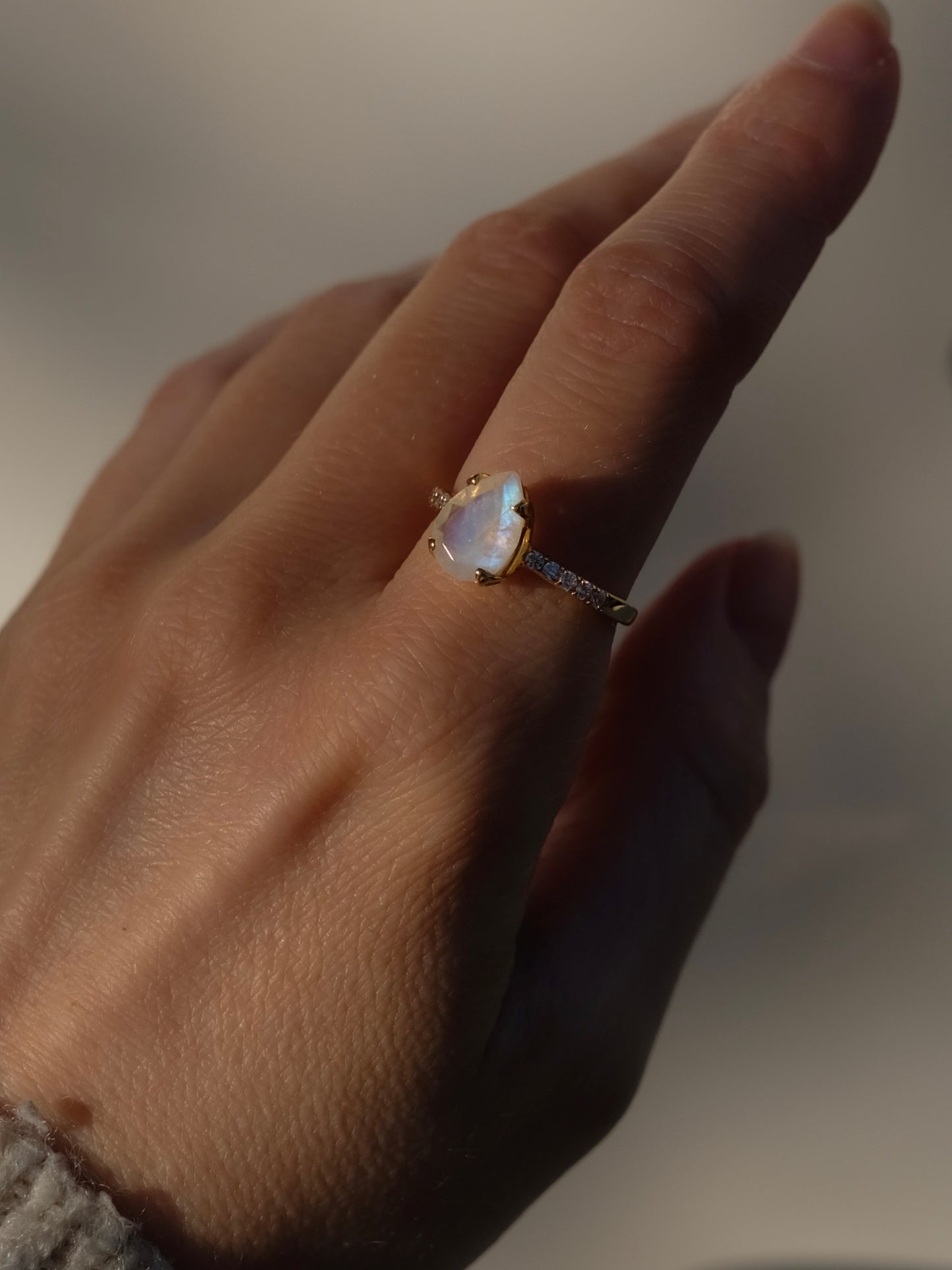 Teardrop Moonstone Ring