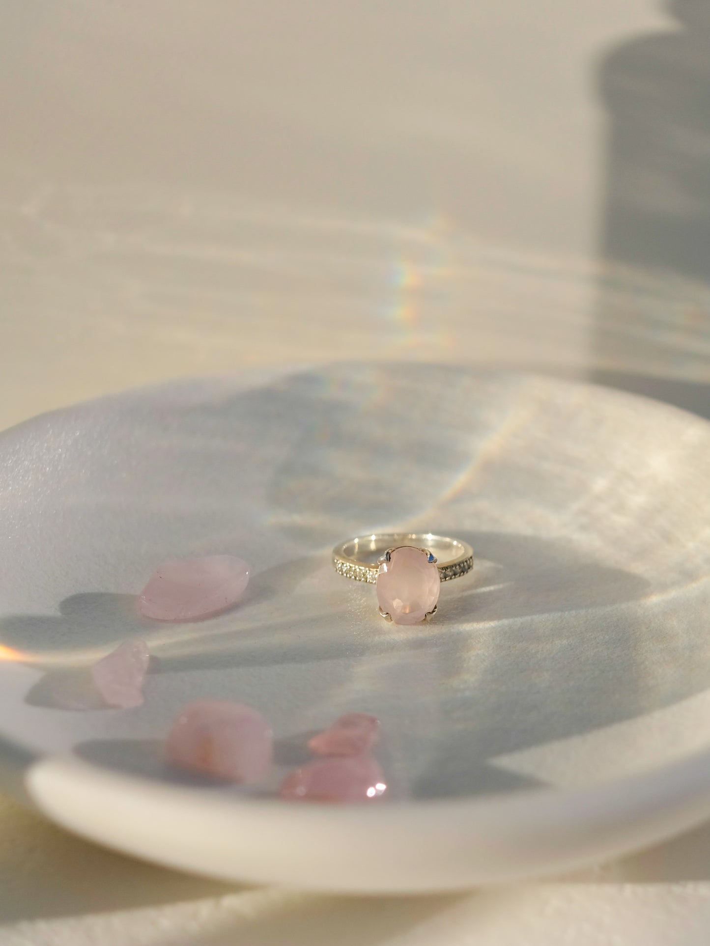 Eternal rose quartz ring.