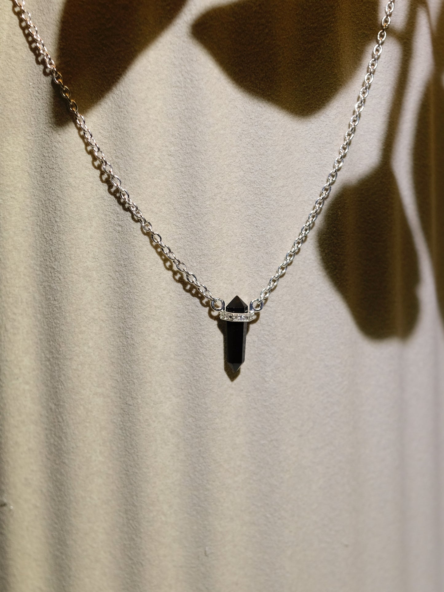 Black tourmaline crystal necklace