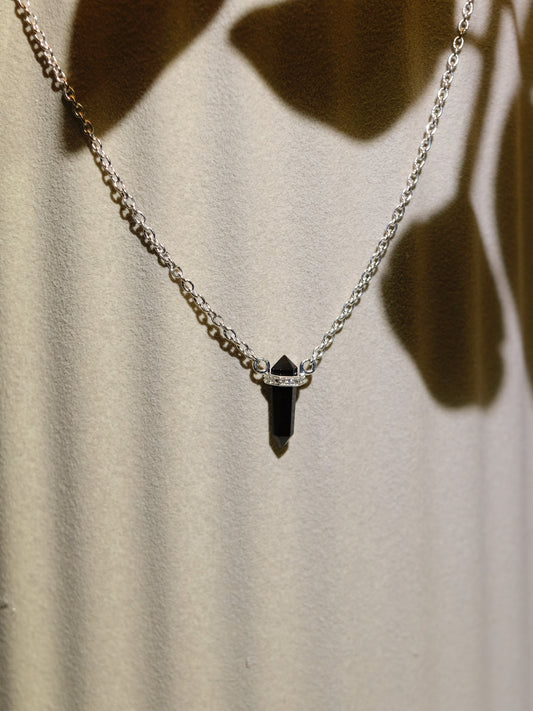 Black tourmaline crystal necklace