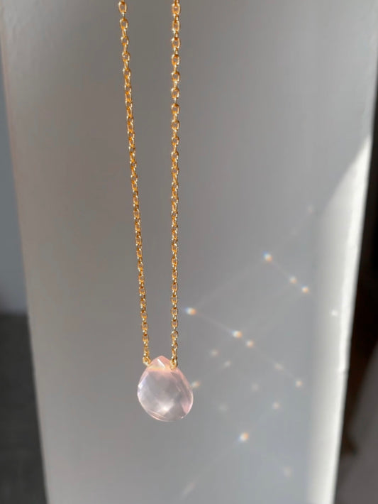 Rose quartz crystal necklace