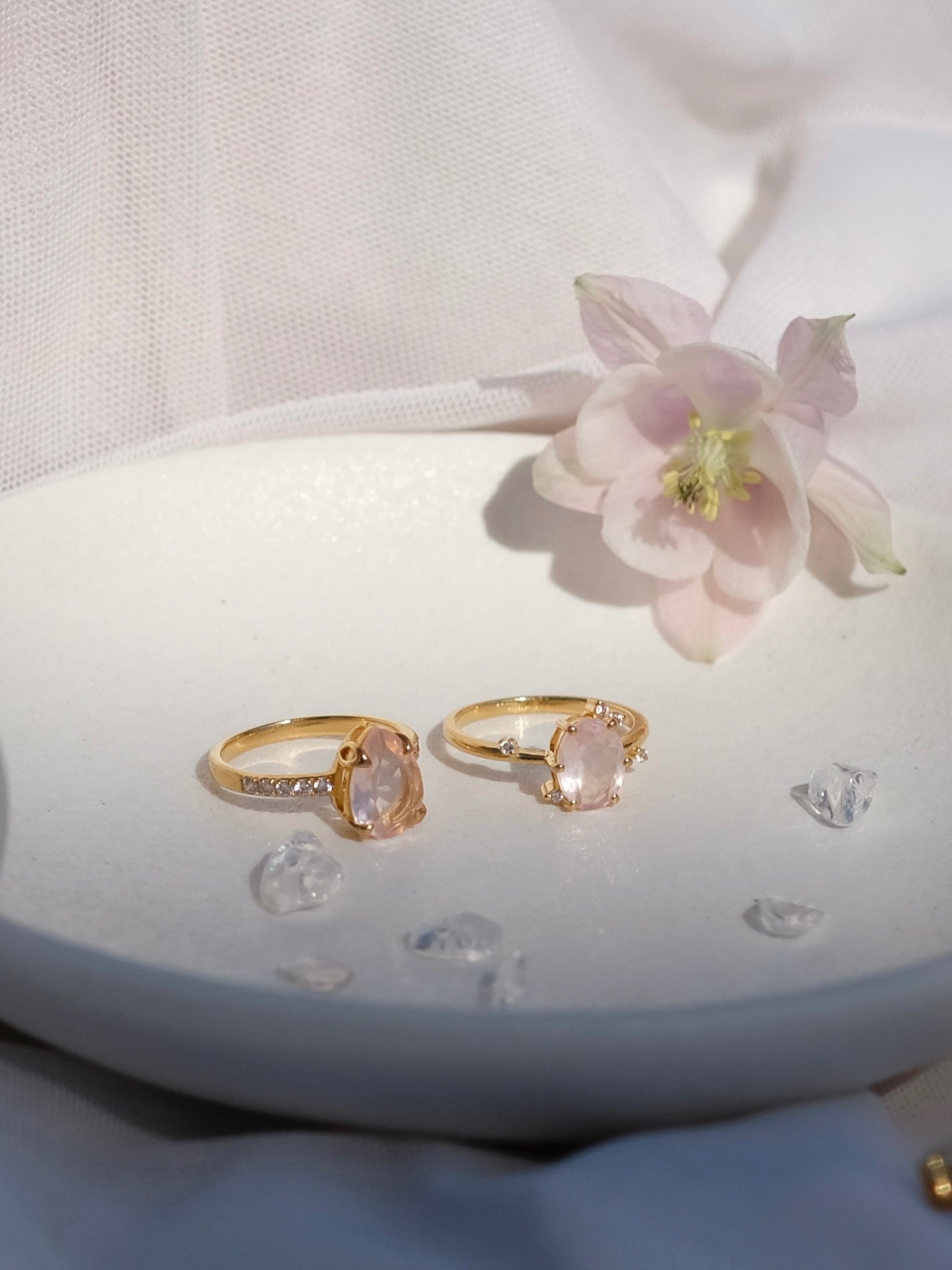 Teardrop rose quarts ring