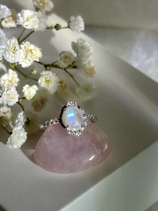 Cosmic moonstone ring silver